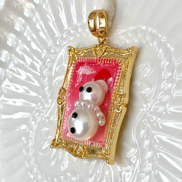 P4-Handmade Freshwater Pearl Snowman Detachable Pendant - Picture 2 of 4